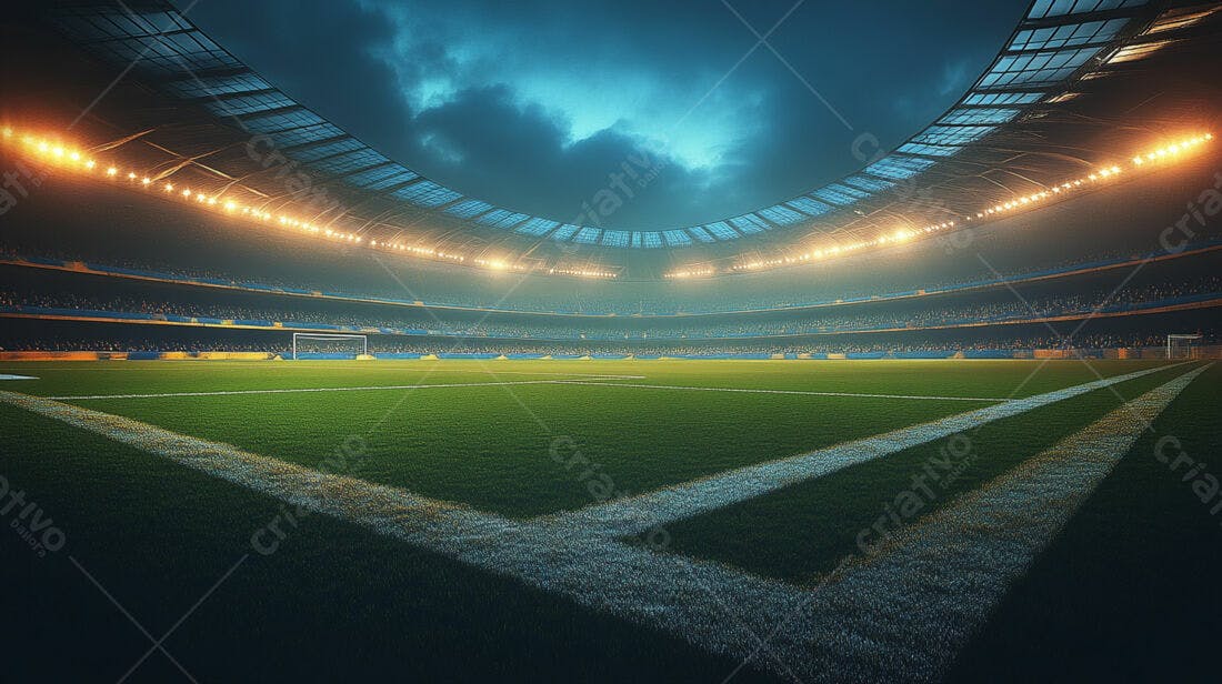 Estádio de futebol noturno lotado