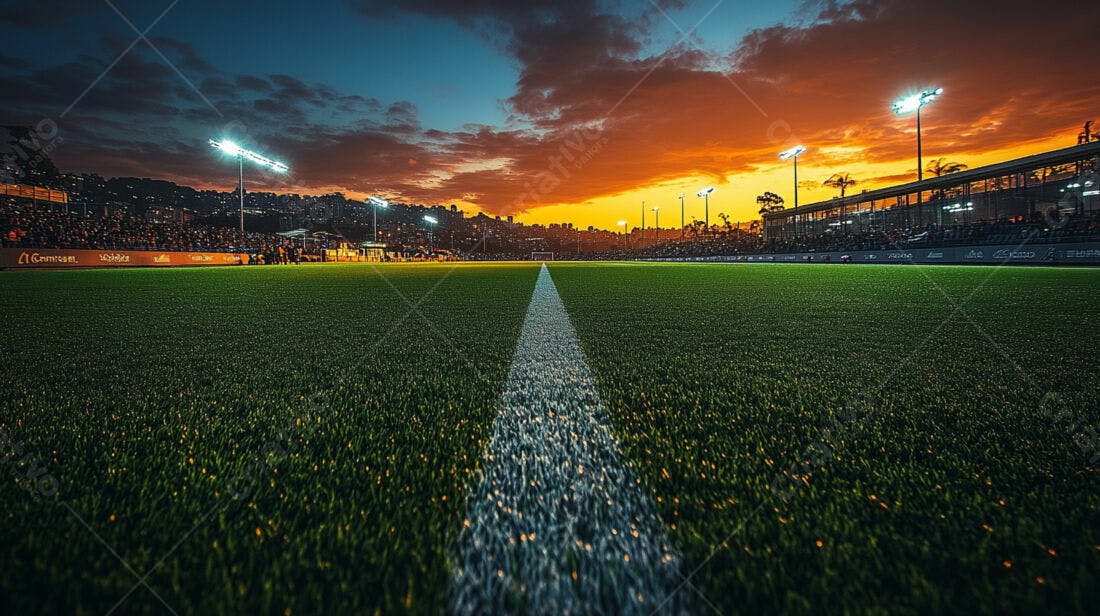 Campo de futebol ao entardecer