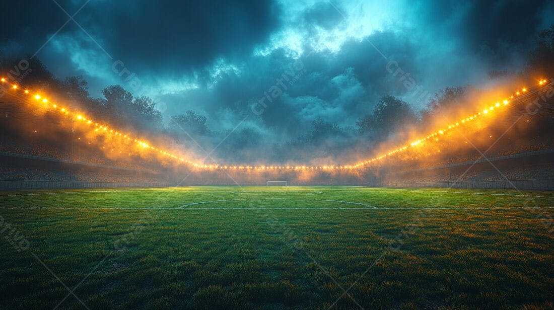 Campo de Futebol Noturno Nebuloso