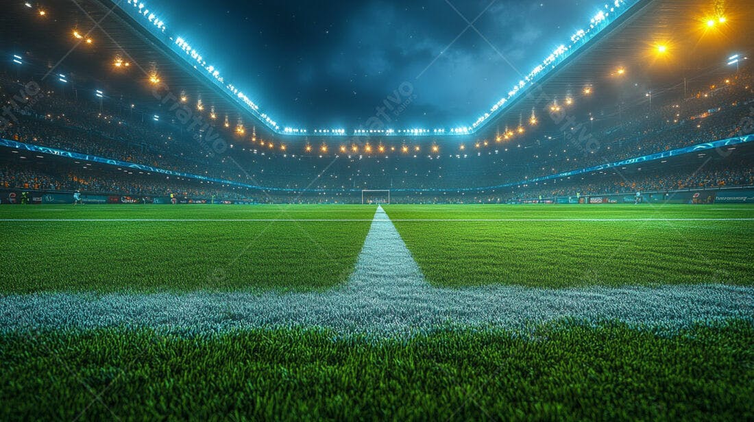 Estádio de futebol noturno lotado