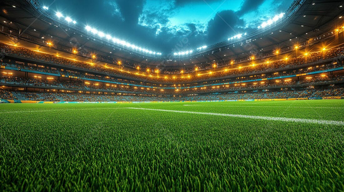 Estádio de futebol noturno lotado