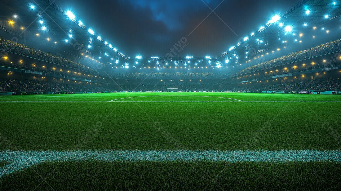 Estádio de futebol noturno lotado