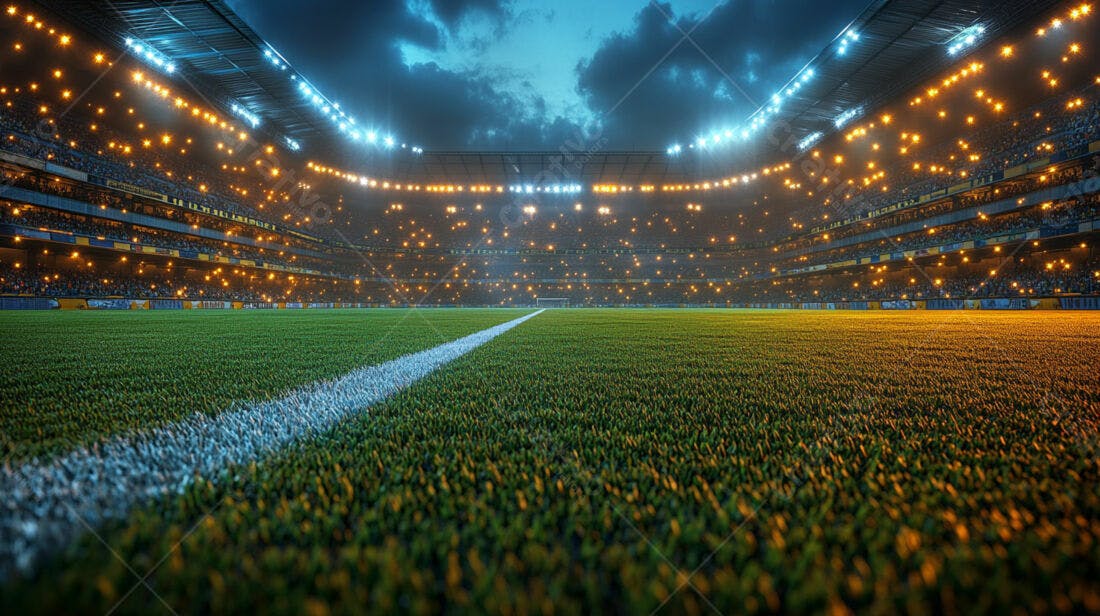 Estádio de futebol noturno lotado
