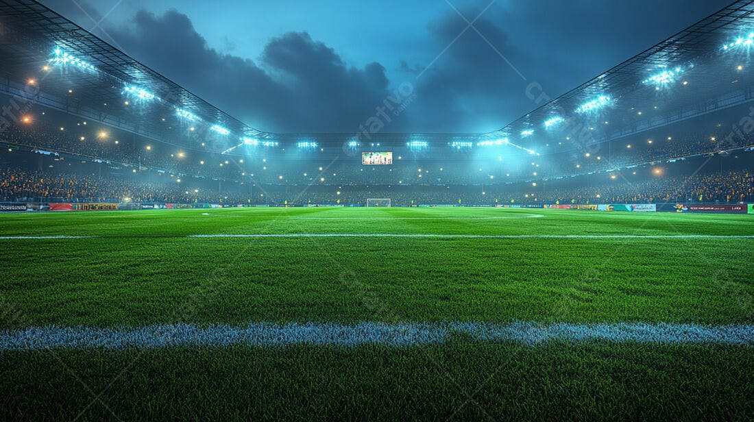 Estádio de futebol noturno lotado