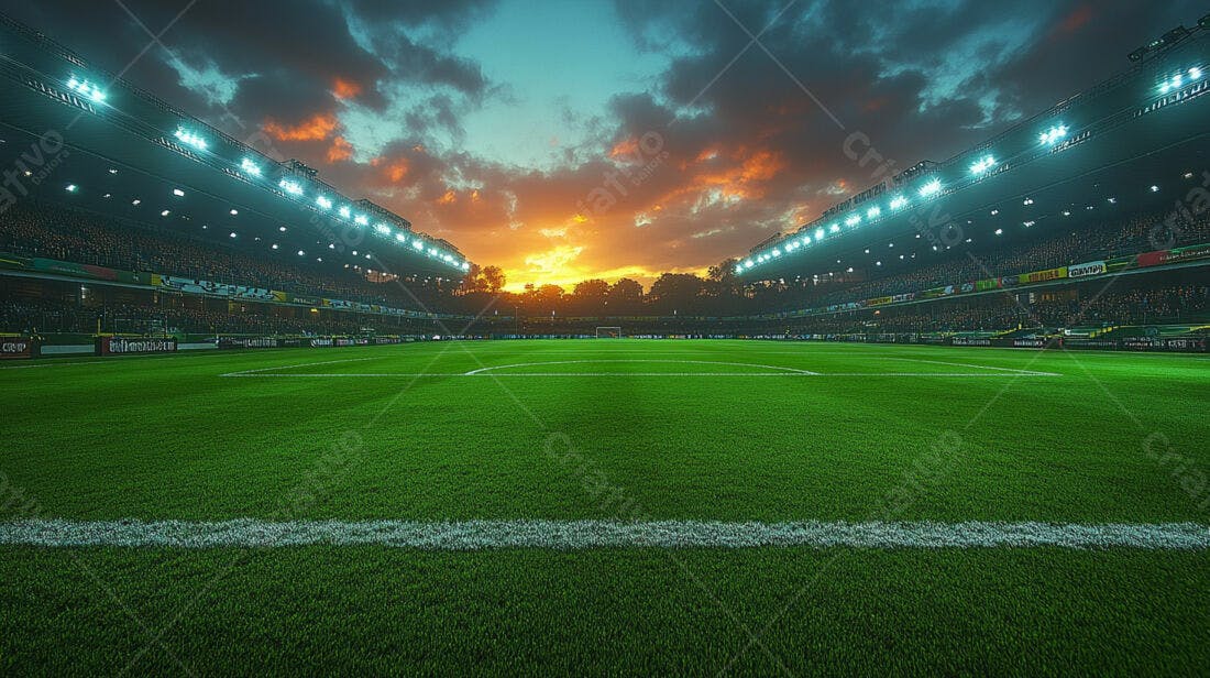 Estádio de futebol ao entardecer