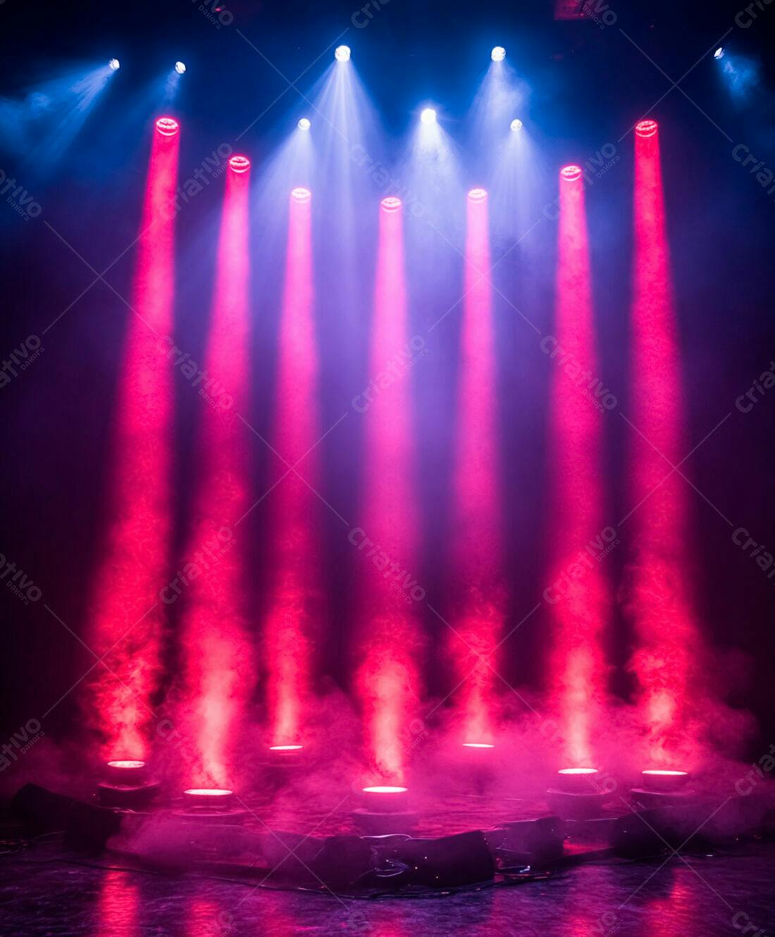 Palco com iluminação rosa e azul