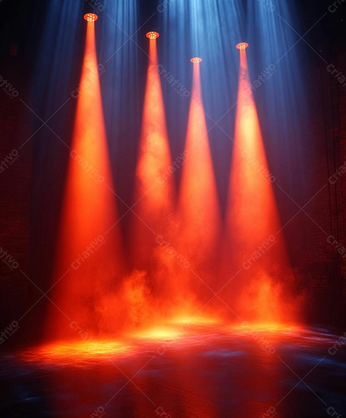 Palco com luzes vermelhas e névoa