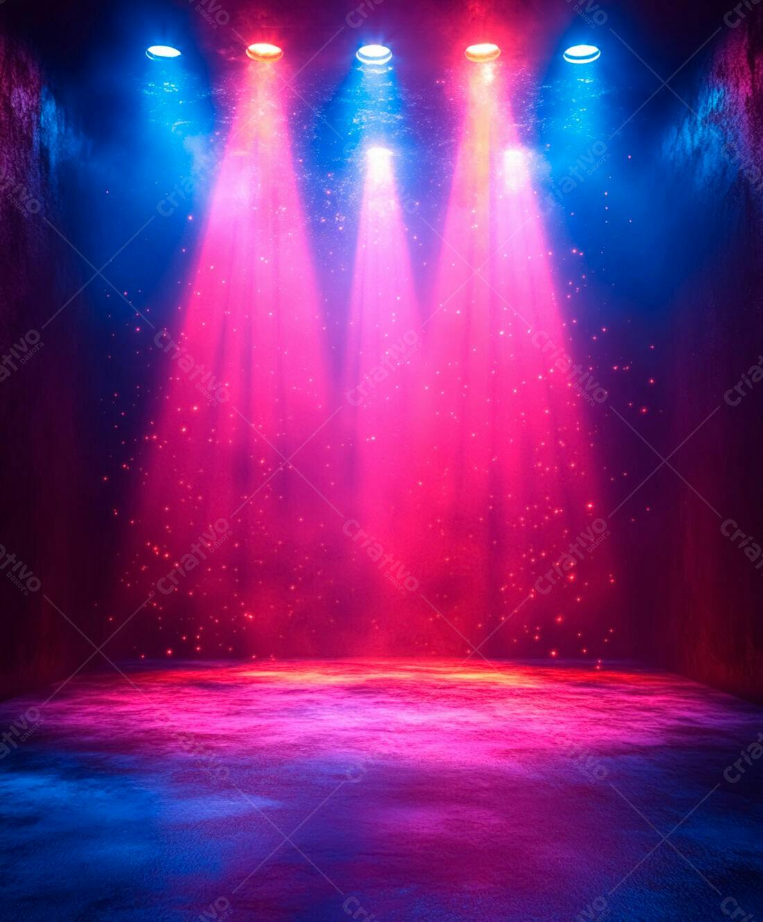 Palco iluminado rosa e azul