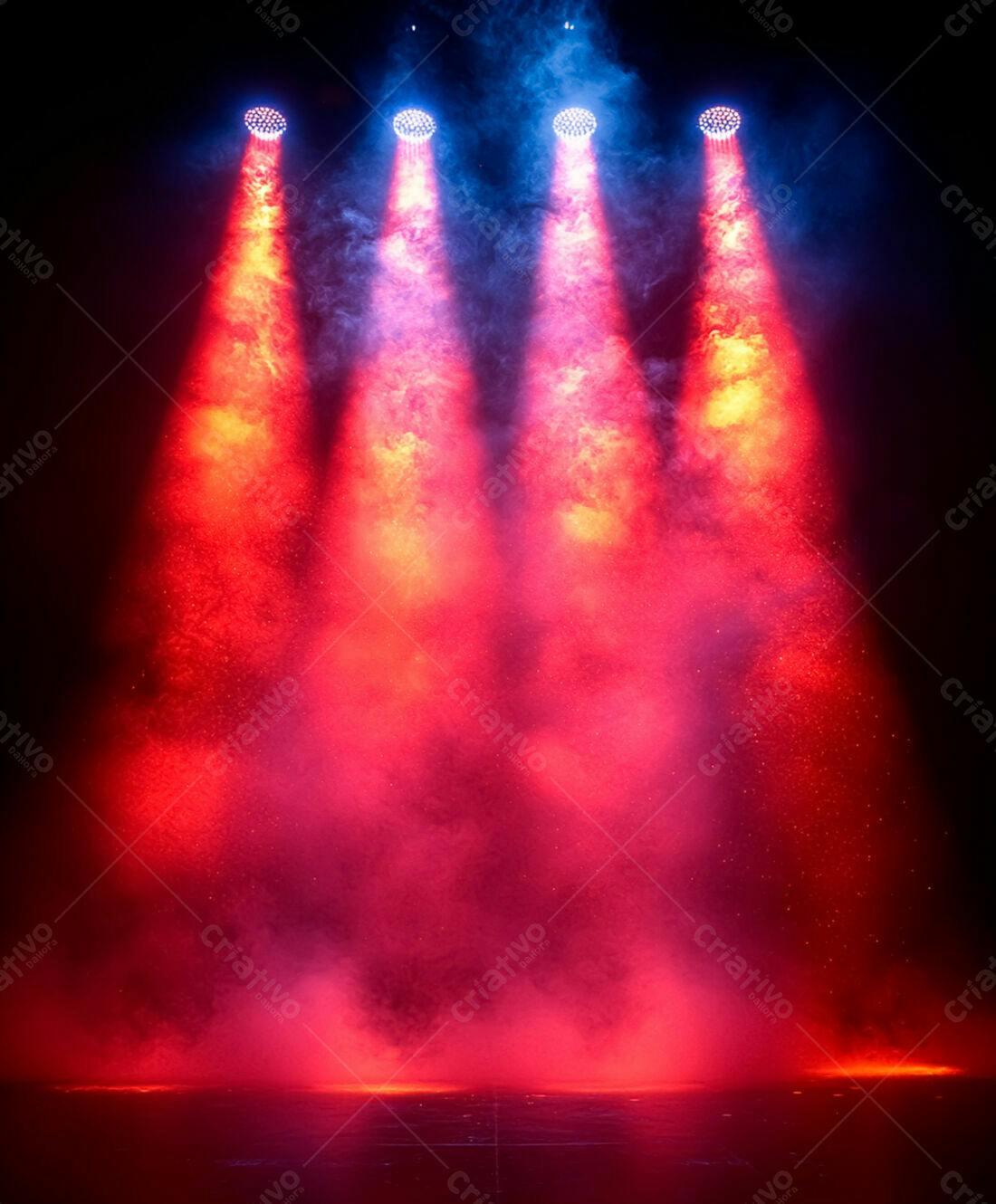 Palco com Luzes Vermelhas e Azuis