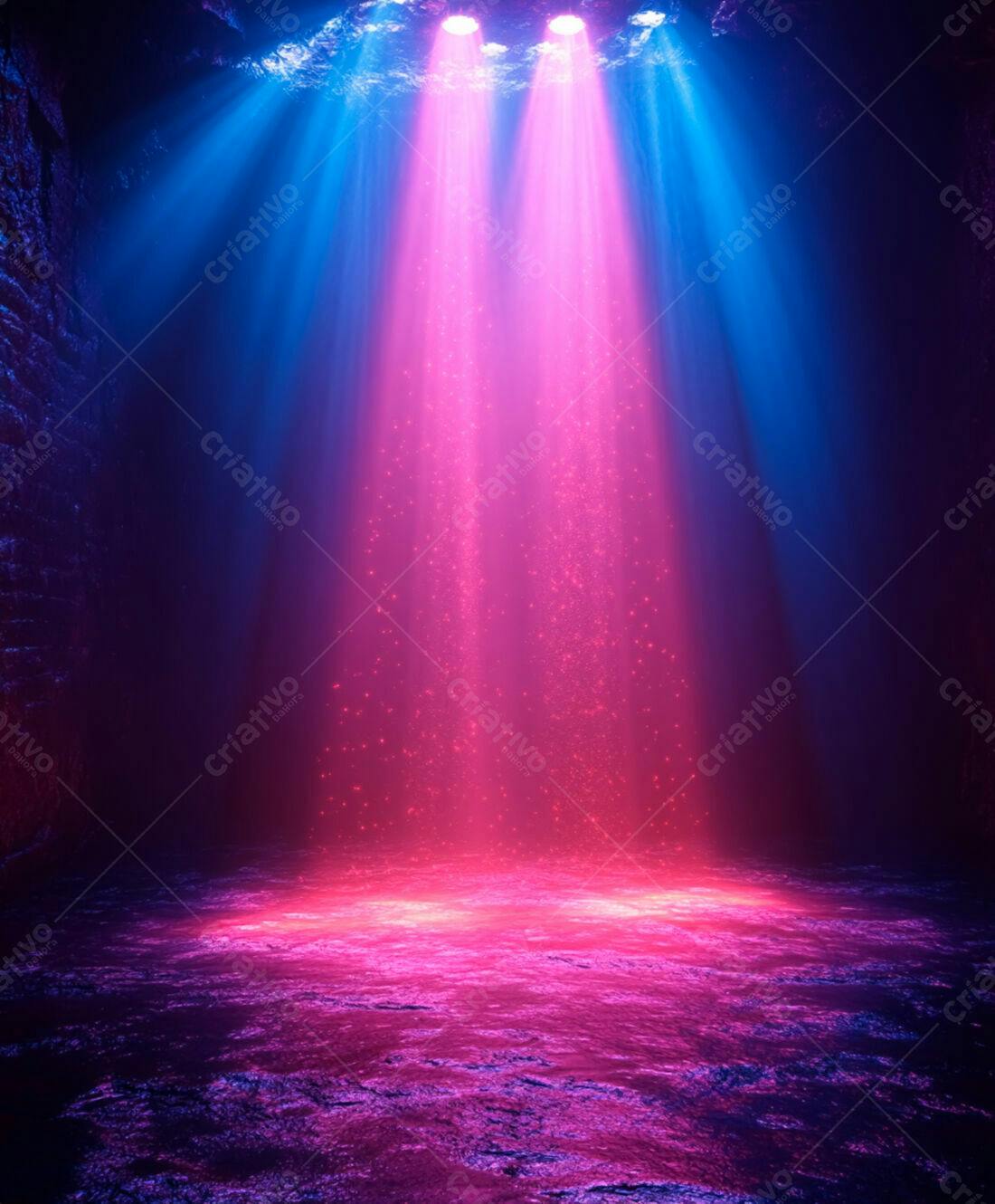 Luz Rosa e Azul em Caverna Misteriosa