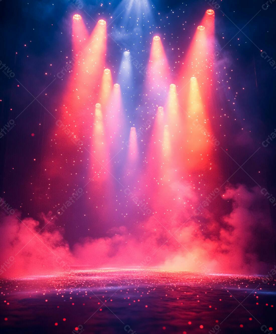 Palco iluminado com luzes coloridas