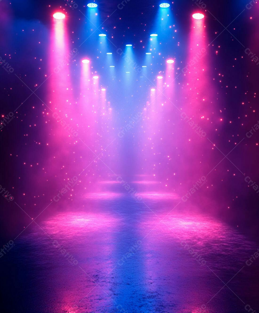 Palco com Luzes Rosa e Azul