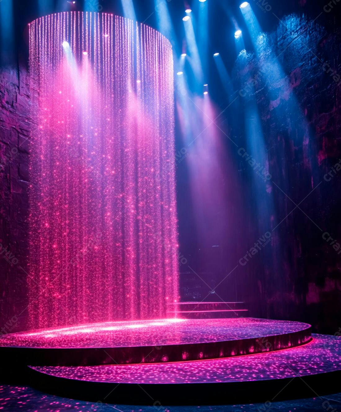 Palco com chuva de luz rosa e azul