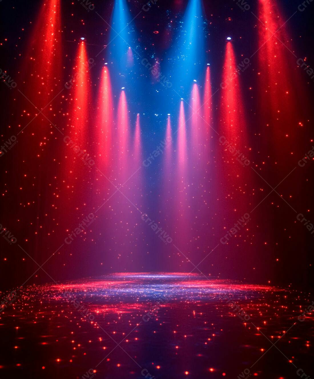 Palco iluminado vermelho e azul
