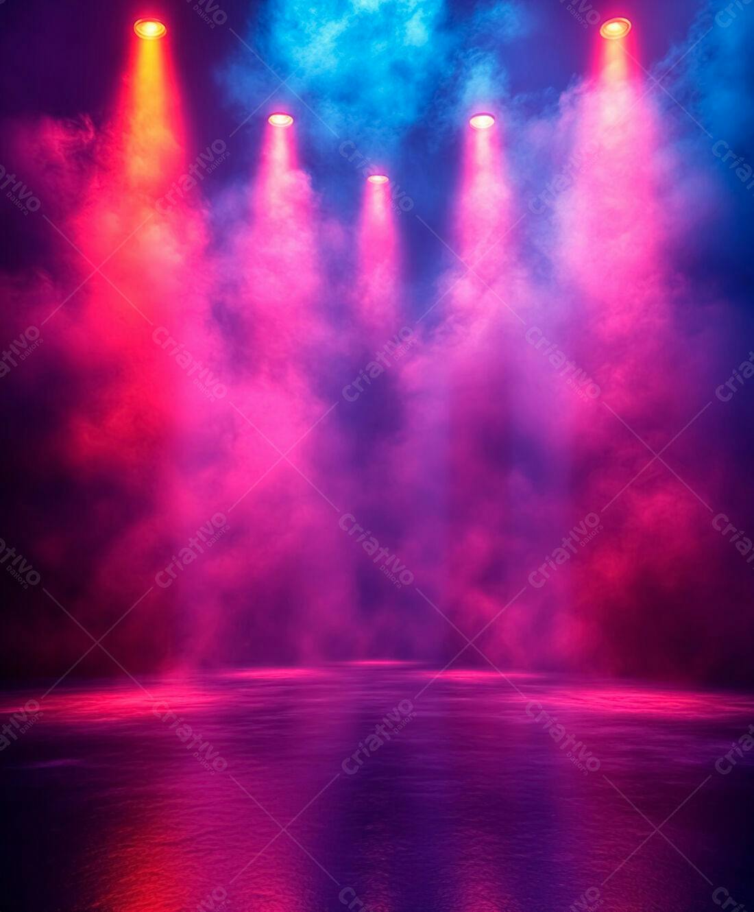 Palco com luzes rosa e azul