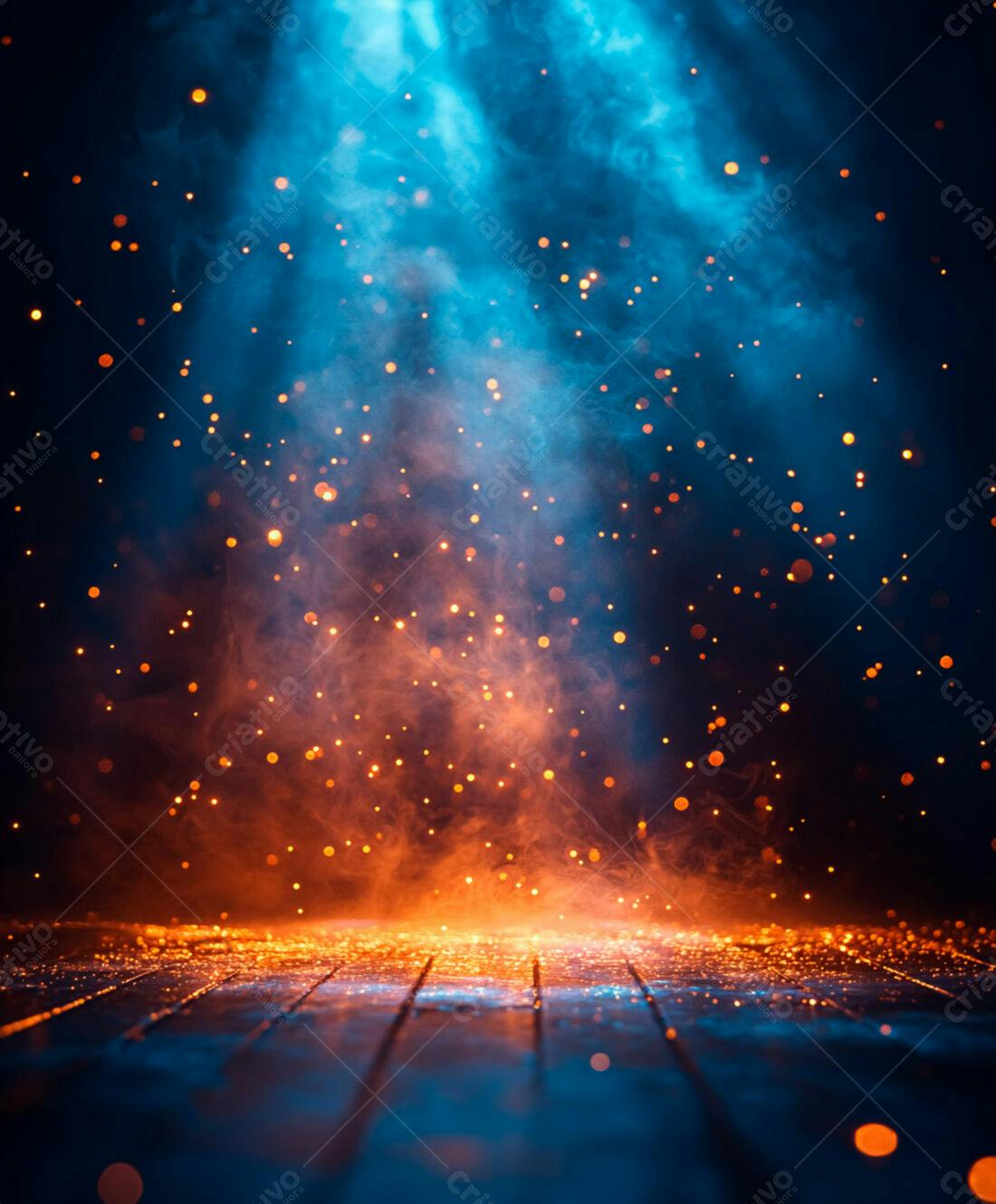 Efeito de Luz Azul e Laranja com Faíscas