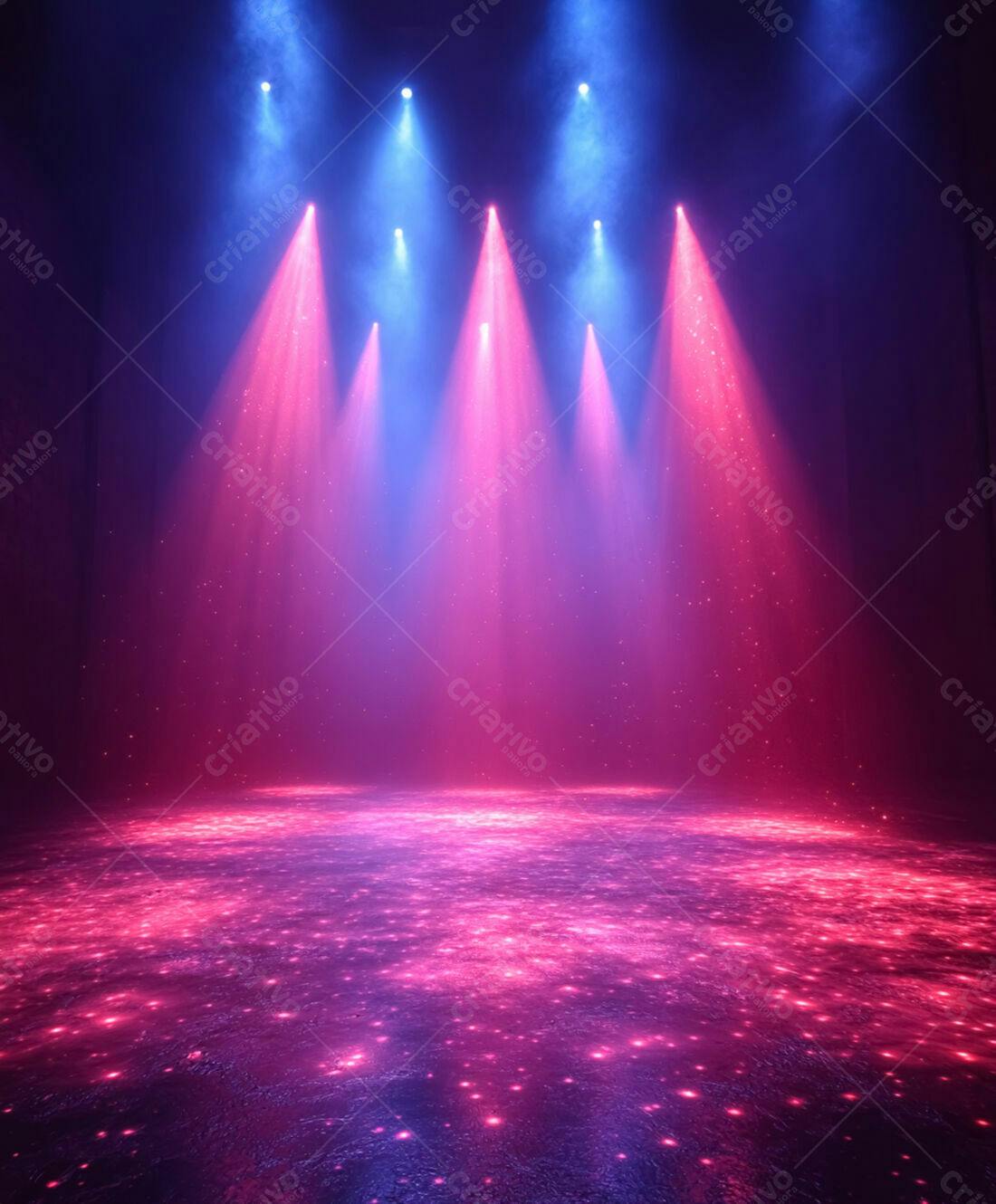 Palco com luzes rosa e azul