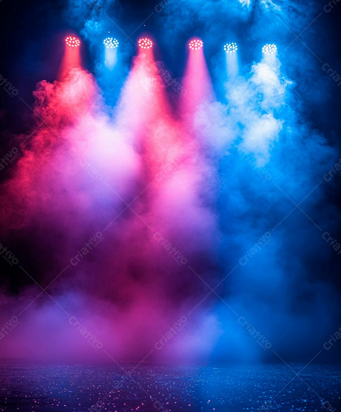 Palco com iluminação rosa e azul
