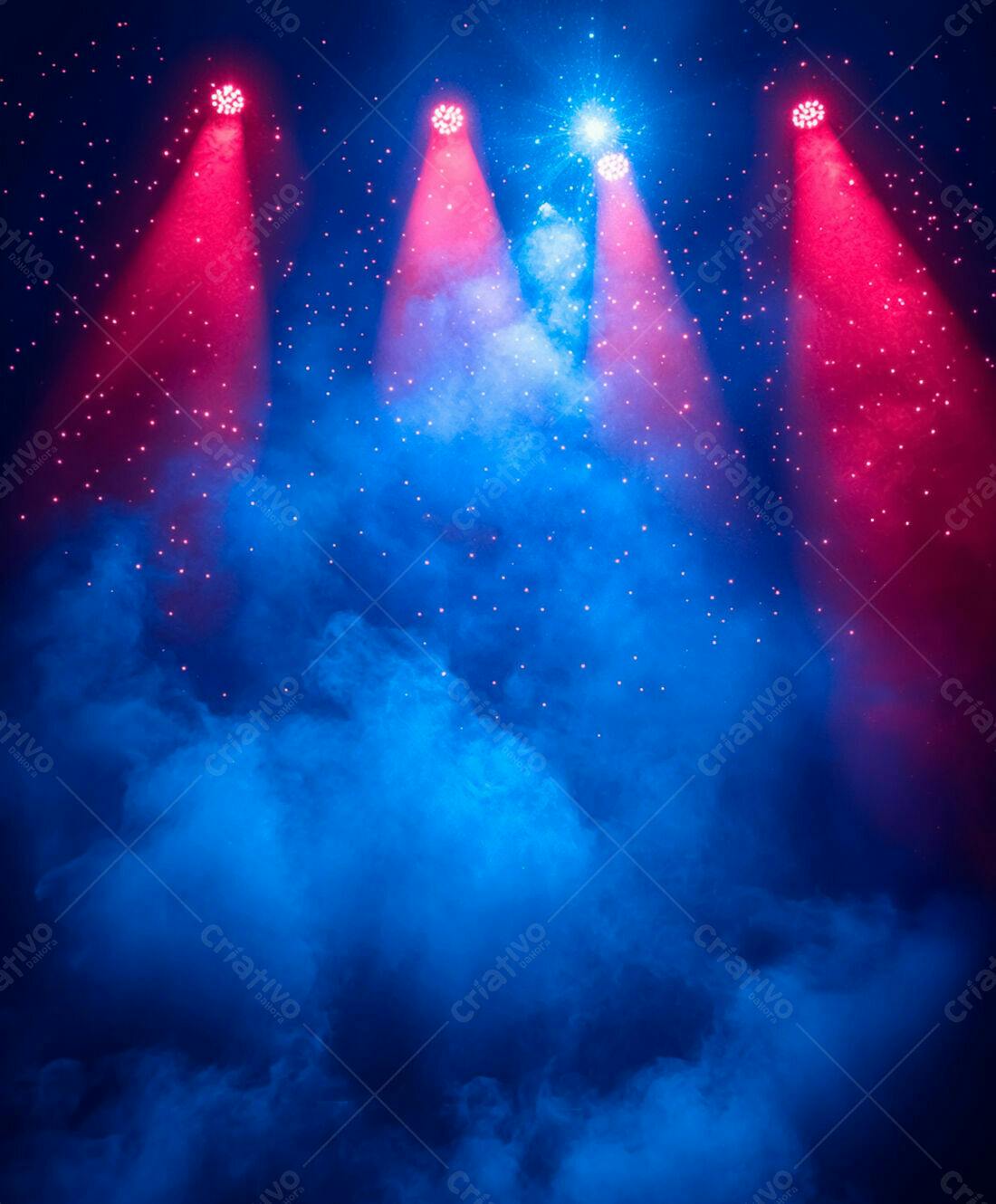 Palco com luzes rosa e azul