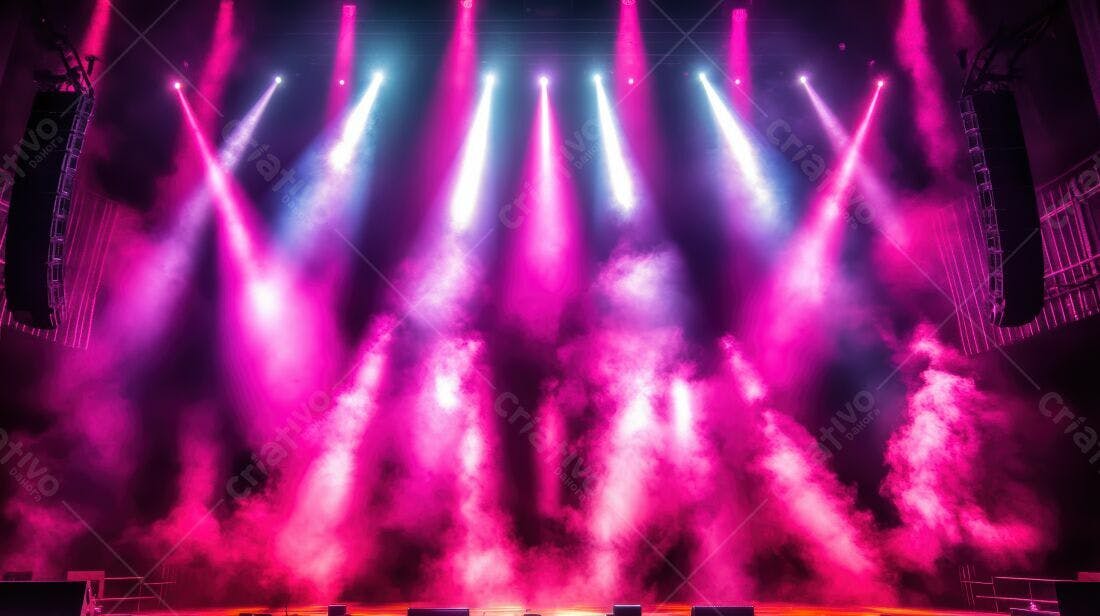 Palco com Luzes Rosa e Azuis
