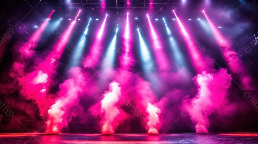 Imagem De Palco De Show Com Elementos E Fumaças Para Composição De Flyer De Eventos