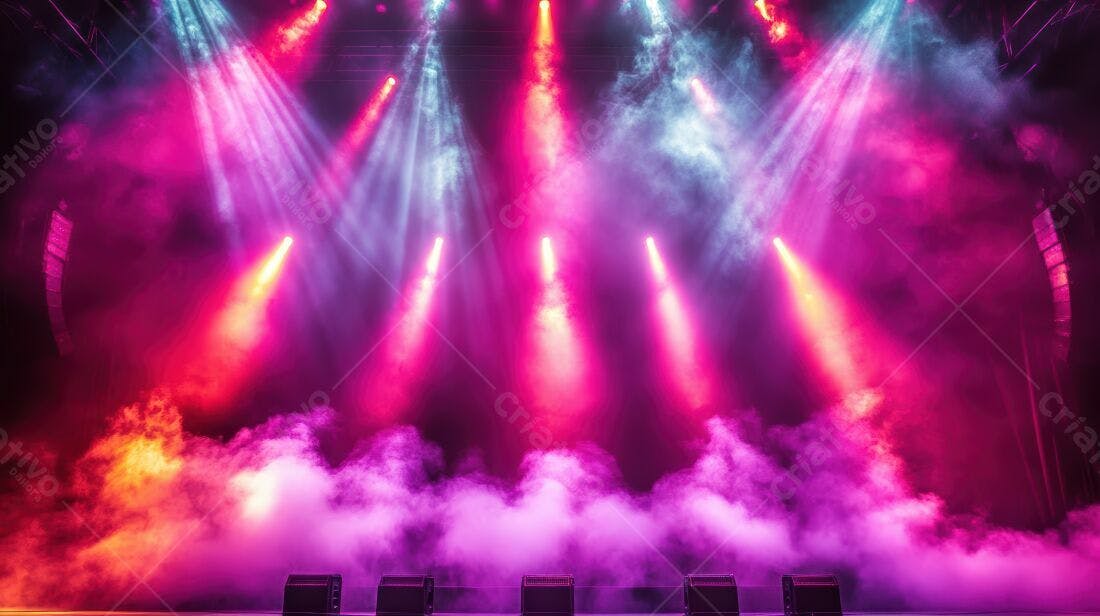 Palco com iluminação rosa e azul