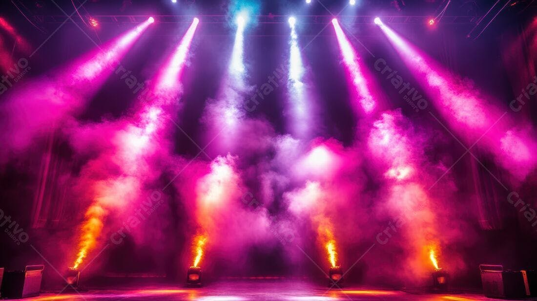 Palco com Luzes Rosa e Laranja