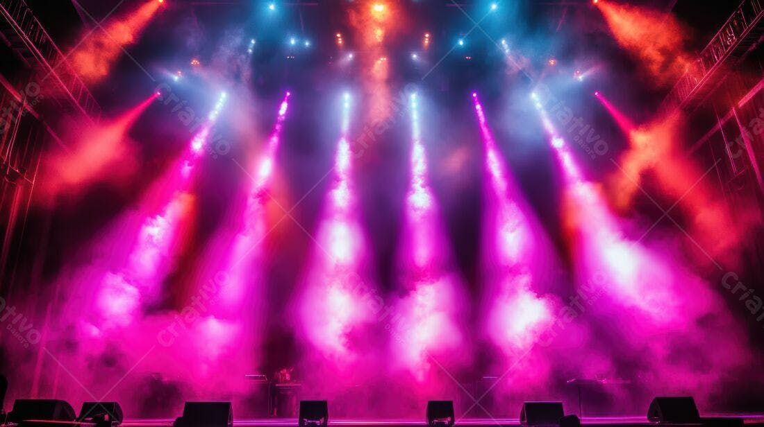 Palco com iluminação rosa e azul