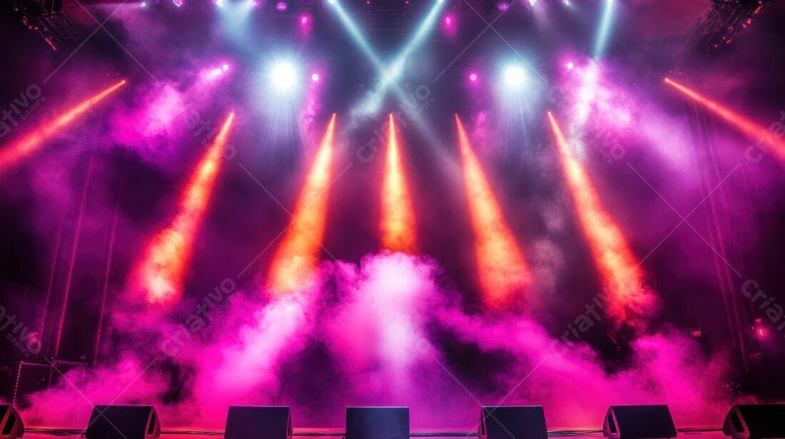 Palco com Luzes Rosa e Laranja