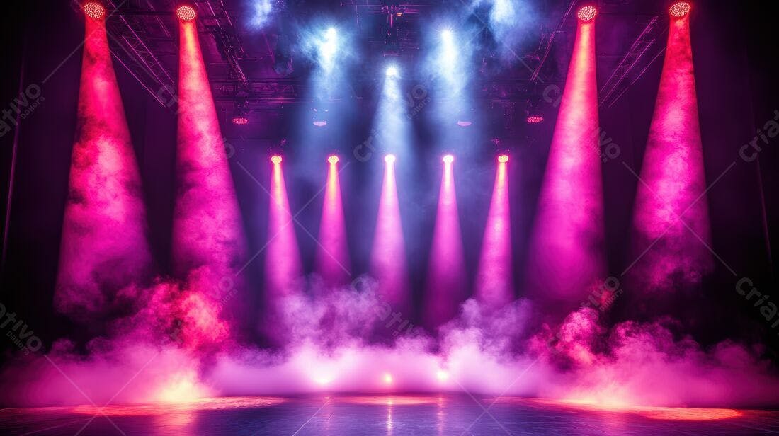 Palco com luzes rosa e azul