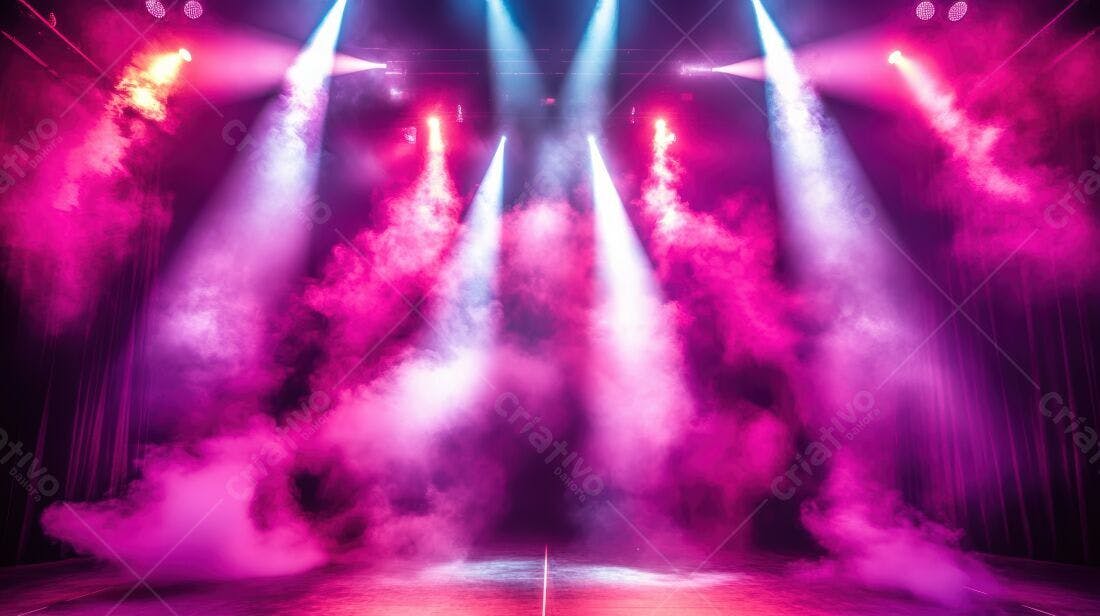 Palco com Luzes Rosa e Roxas