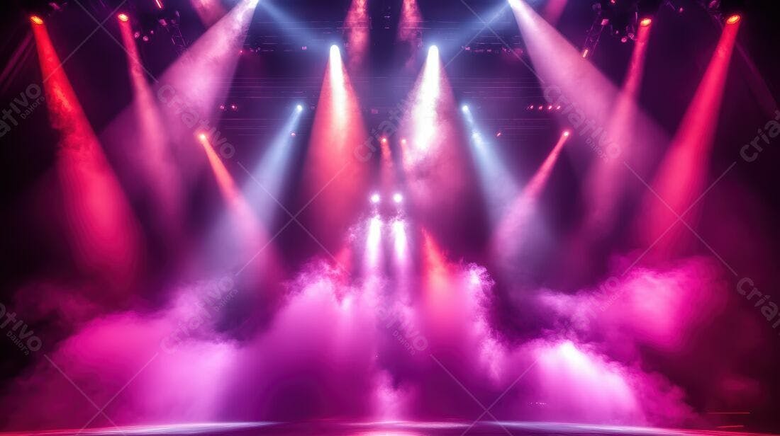 Palco com luzes rosa e roxas