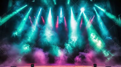 Imagem De Palco De Show Com Elementos E Fumaças Para Composição De Flyer De Eventos