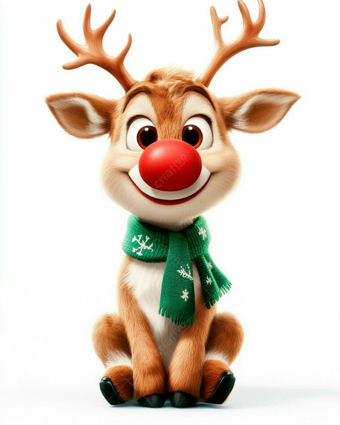 Rena fofa com cachecol verde Natal