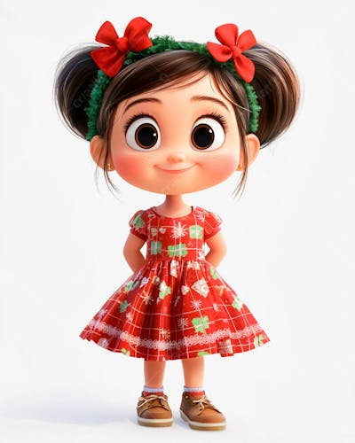 Menina Fofa Usando Um Vestido E Um Laço No Cabelo