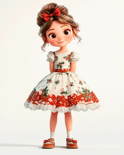 Menina Fofa Usando Um Vestido E Um Laço No Cabelo