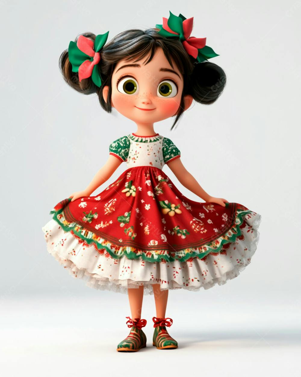 Menina Fofa Usando Um Vestido E Um Laço No Cabelo