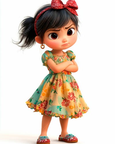 Menina Fofa Usando Um Vestido E Um Laço No Cabelo