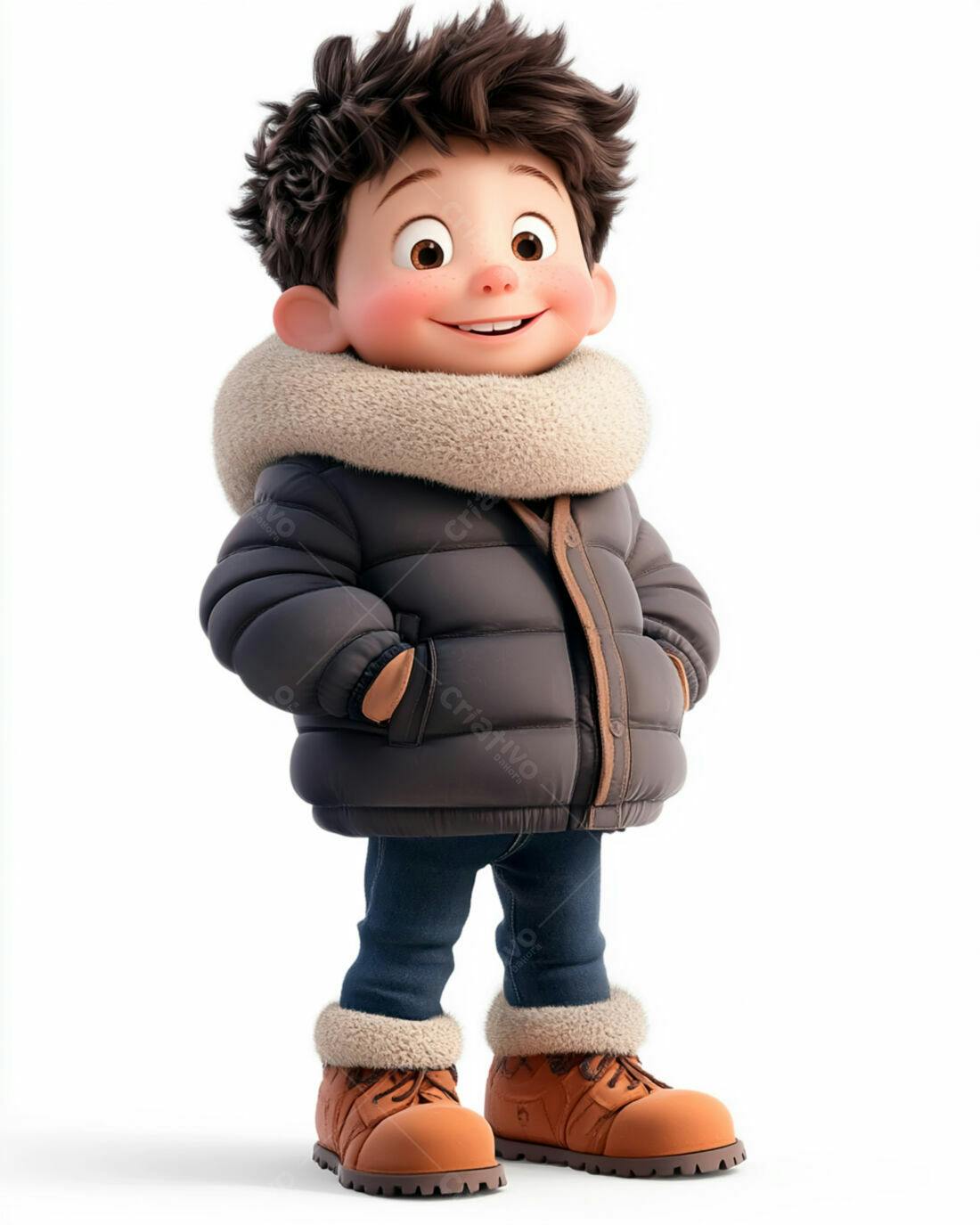 Menino fofo com casaco de inverno