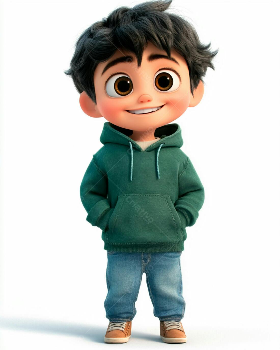 Menino feliz com moletom verde