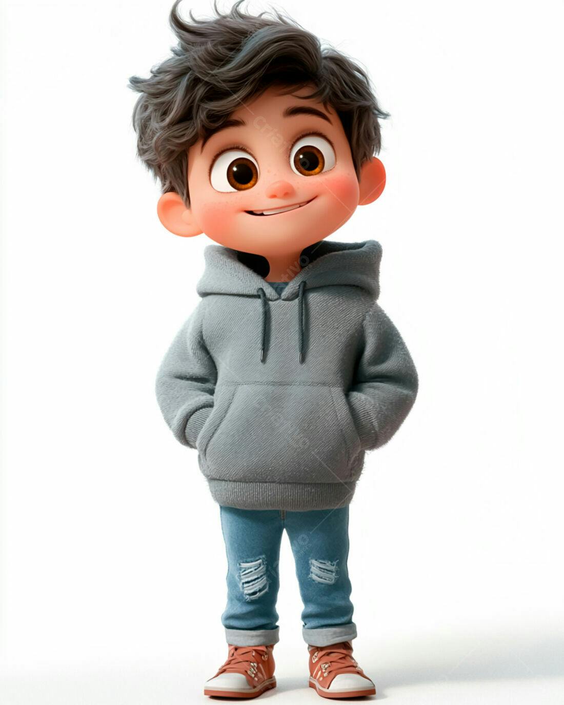 Menino fofo usando moletom cinza