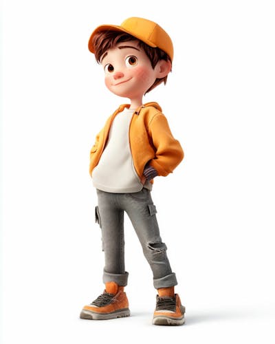 Imagem De Um Garoto Personagem De Desenho 3D