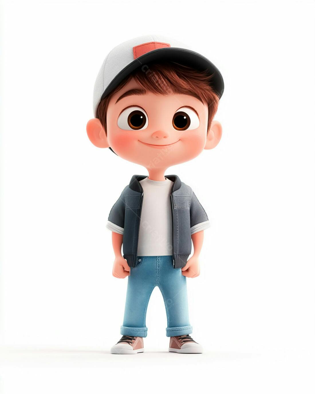 Menino fofo usando boné e jaqueta
