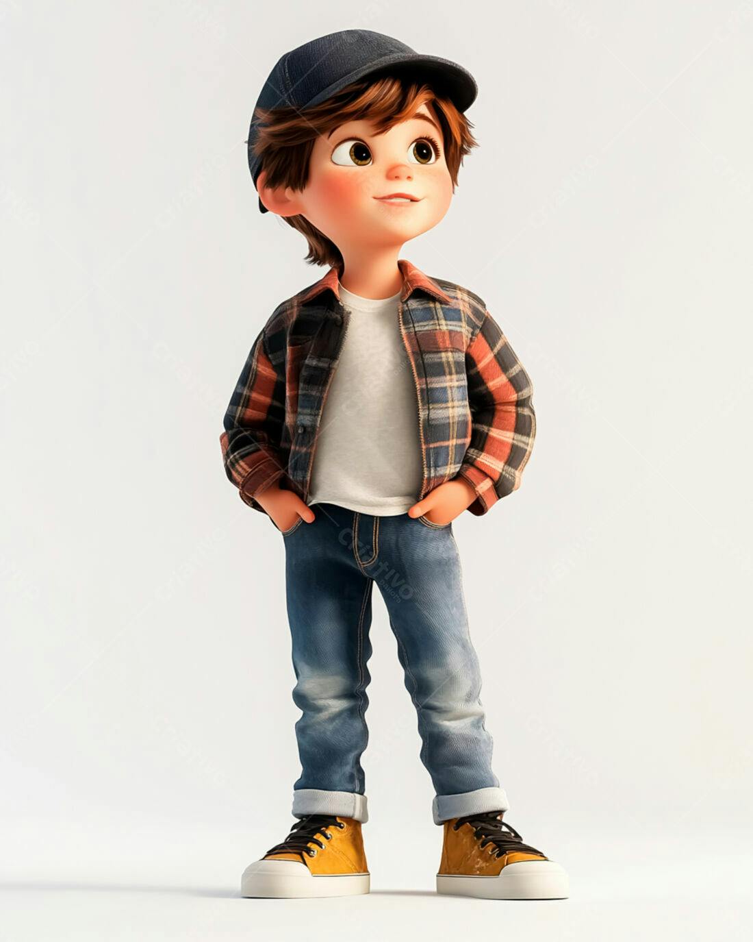 Menino fofo em pose casual ilustração 3D