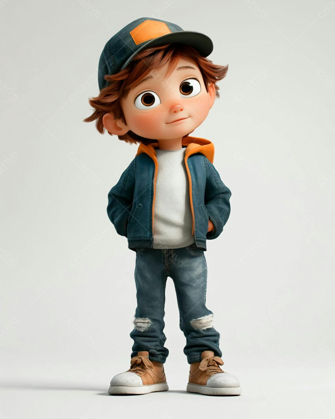 Menino fofo estilo casual ilustração 3D