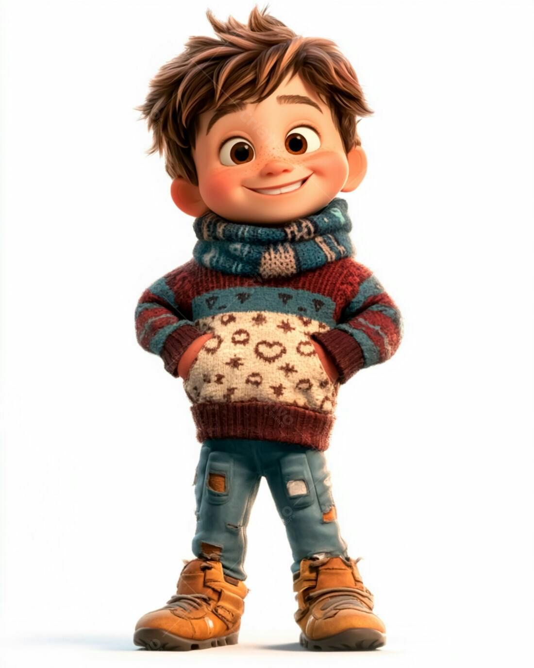 Menino sorridente com suéter de inverno