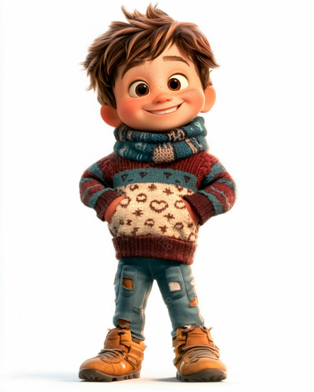 Imagem De Um Garoto Personagem De Desenho 3D