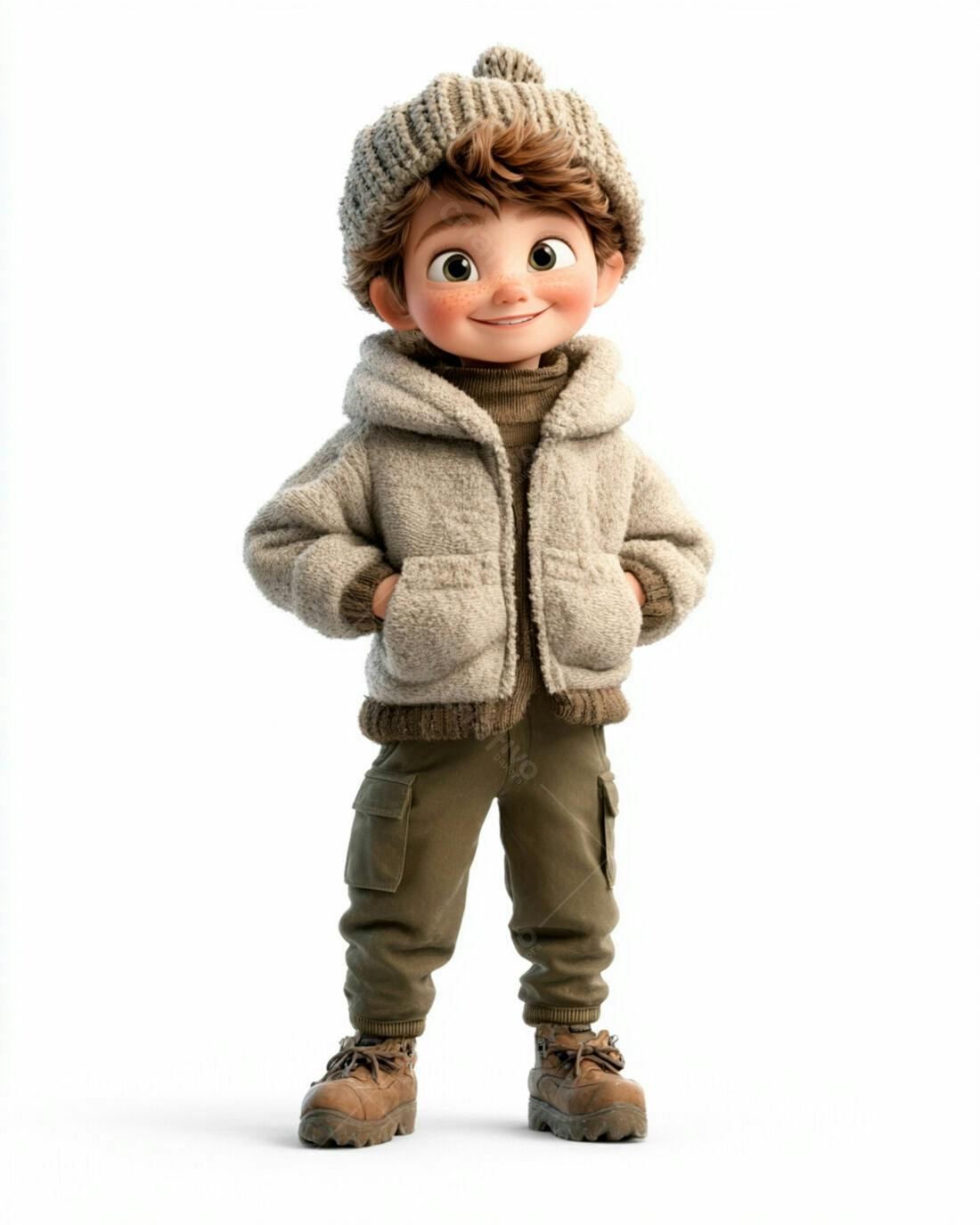 Menino fofo usando roupa de inverno