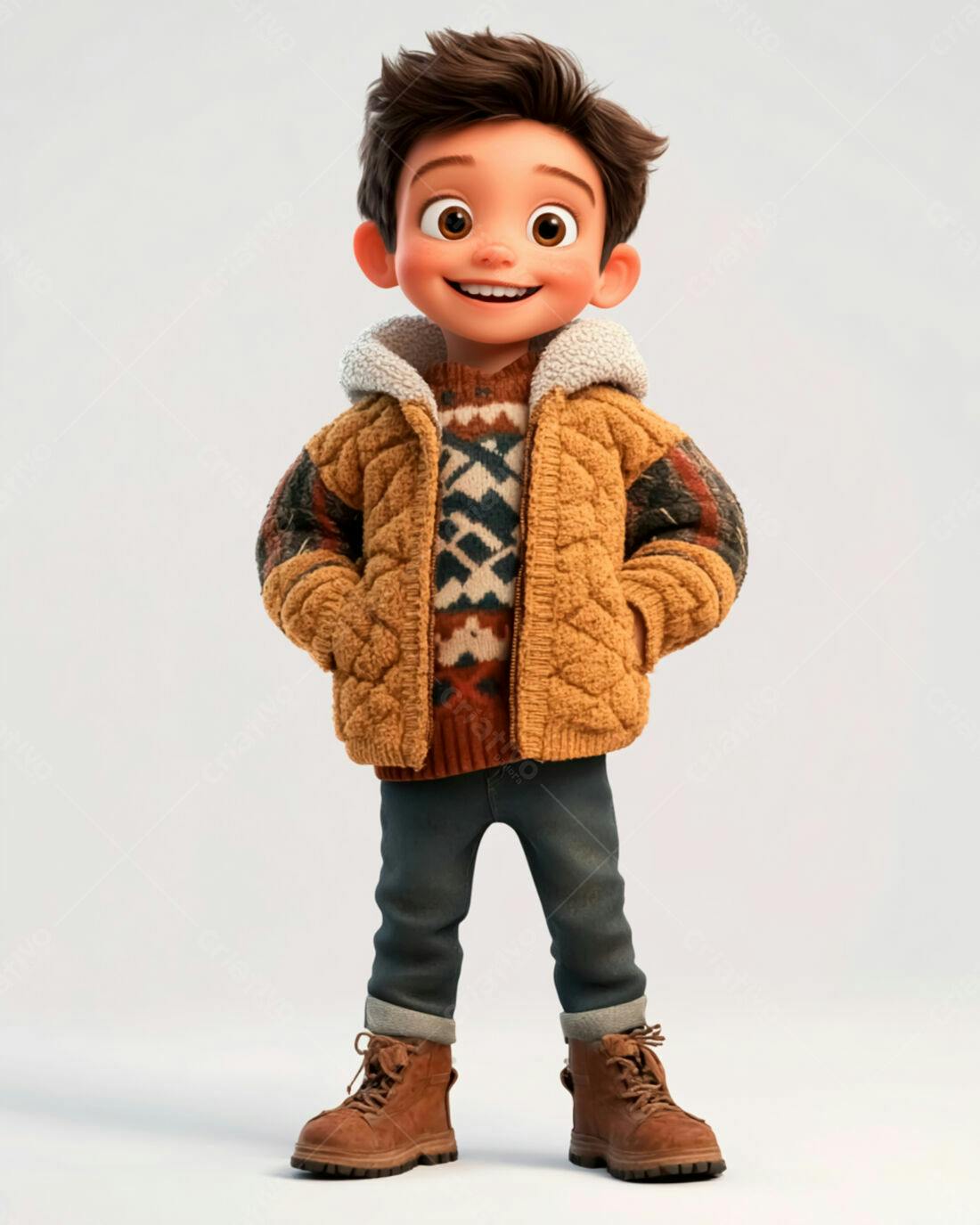 Menino sorridente com roupa de outono