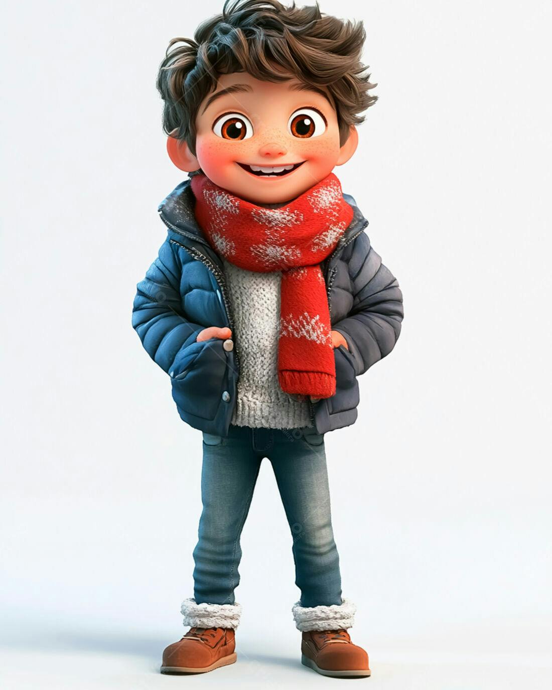 Menino sorridente com roupas de inverno